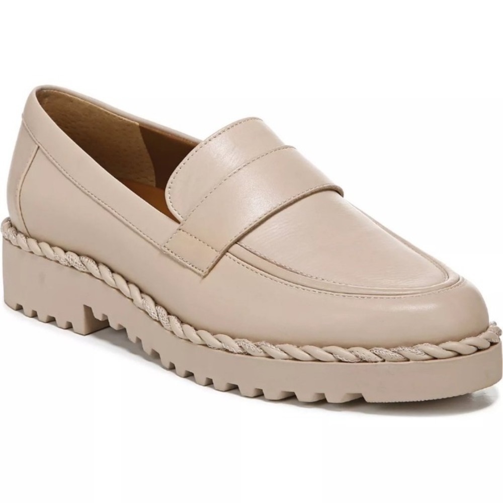 Franco Sarto Carol Lug Sole Tan Leather Loafers Women’s Size 9